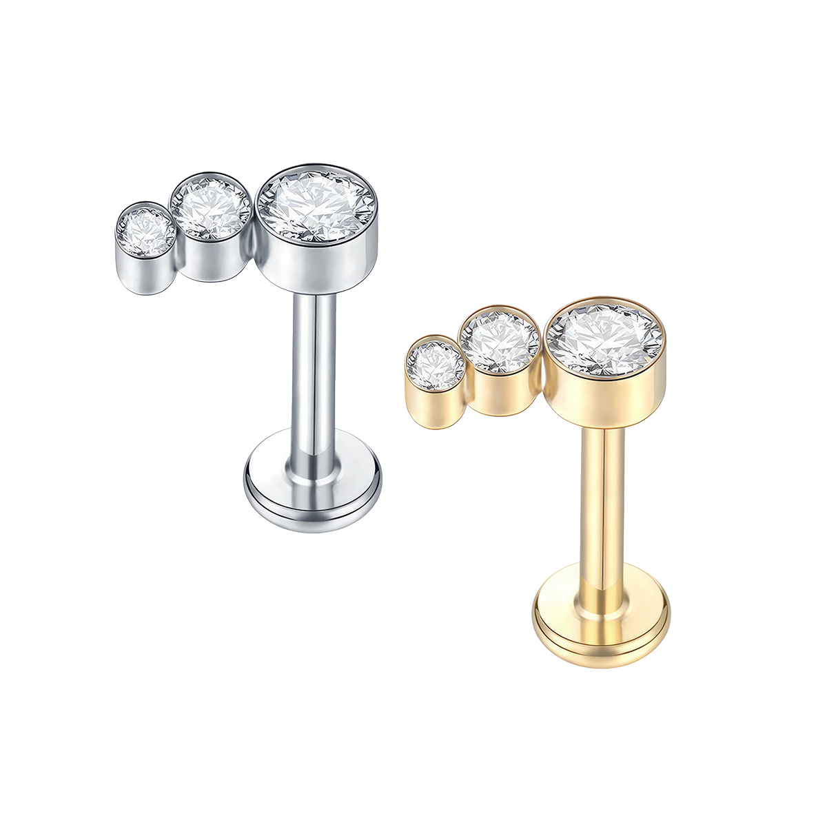 Labret helix titanio 3 brillos desiguales
