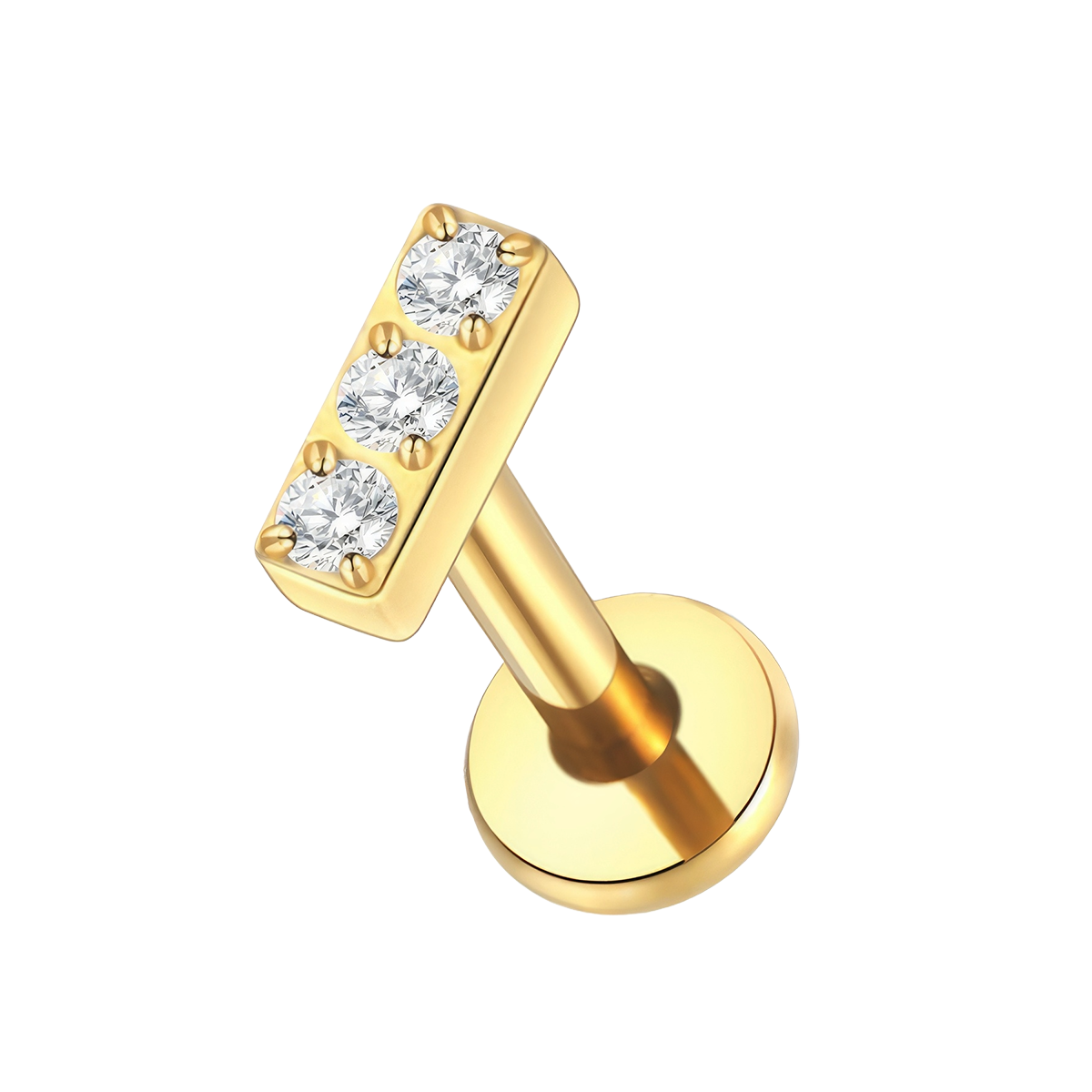 Labret helix titanio rectangular con trio de brillos