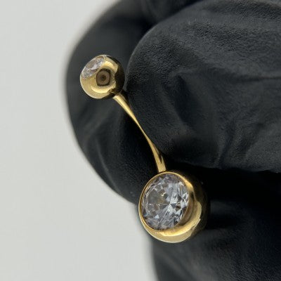 Belly Button con Brillo Blanco de rosca interna