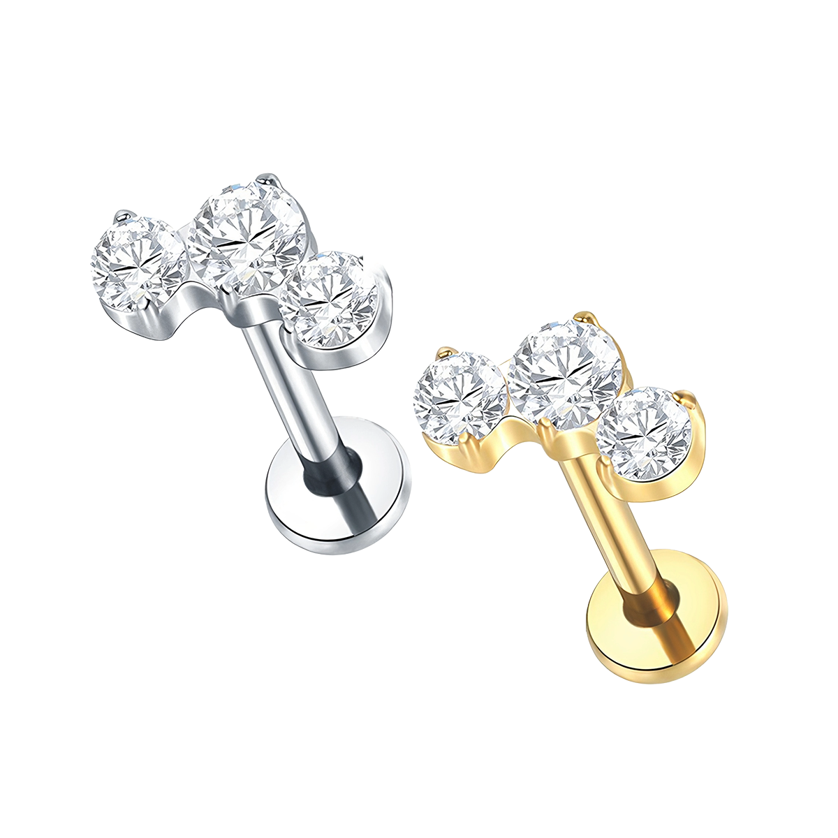 Labret helix titanio 3 brillos engarzadas