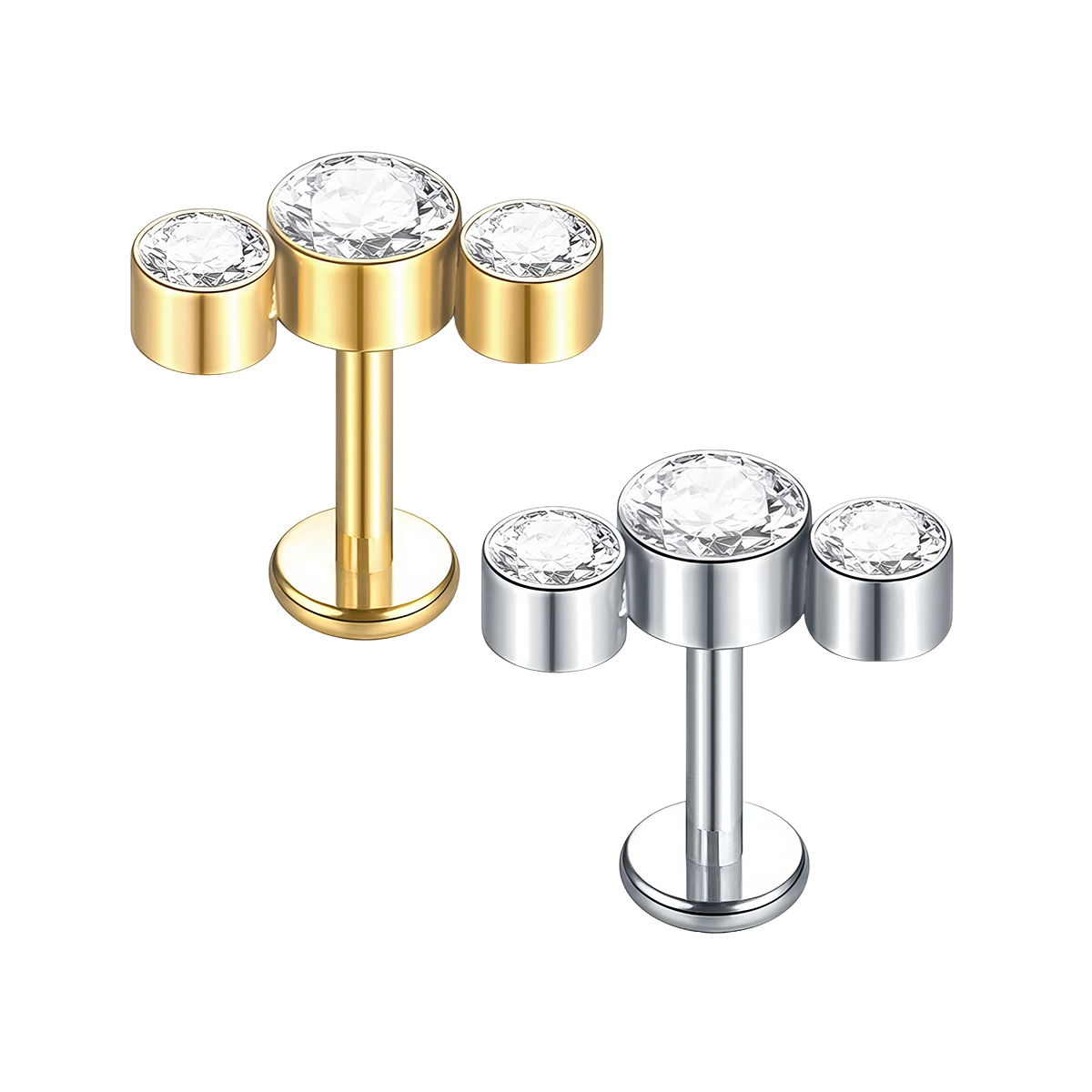 Labret helix titanio 3 brillos