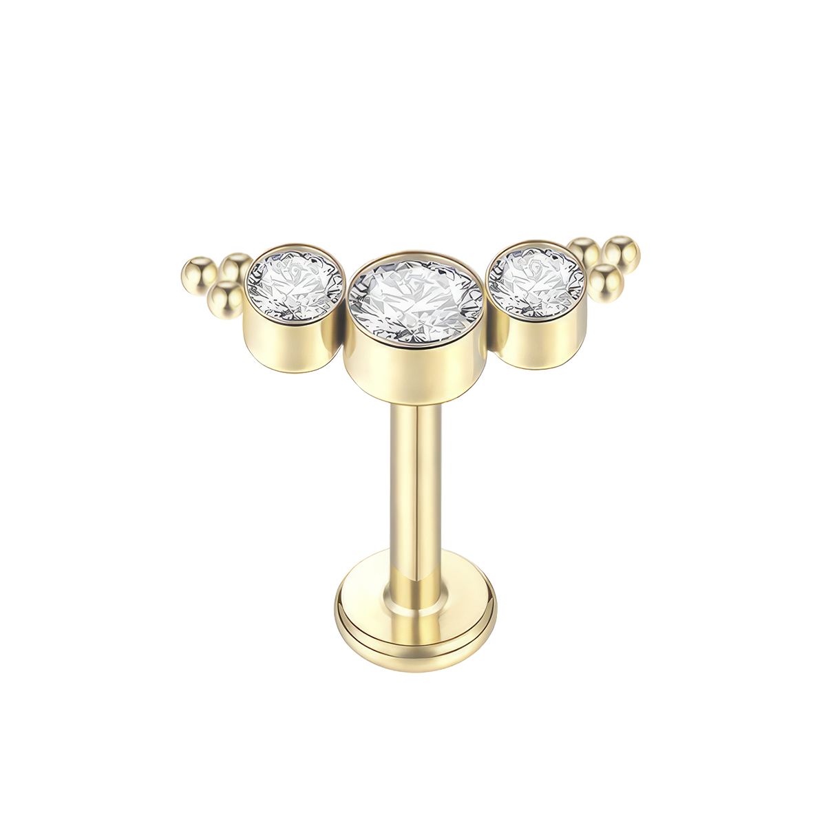 Labret helix titanio 3 brillos con trio de bolitas