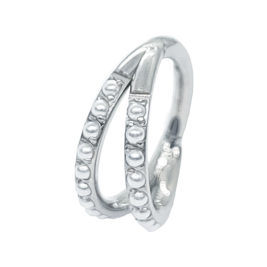 Clicker doble anillo con brillos de Zirconia cúbica