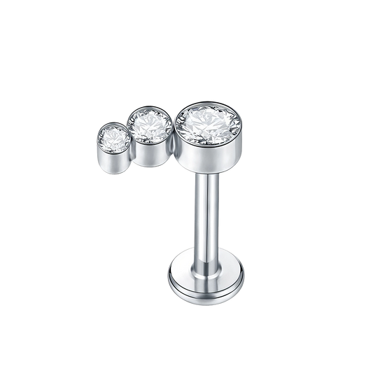 Labret helix titanio 3 brillos desiguales