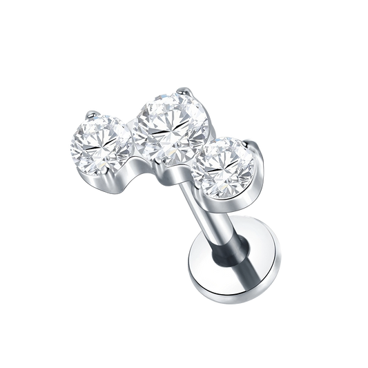 Labret helix titanio 3 brillos engarzadas